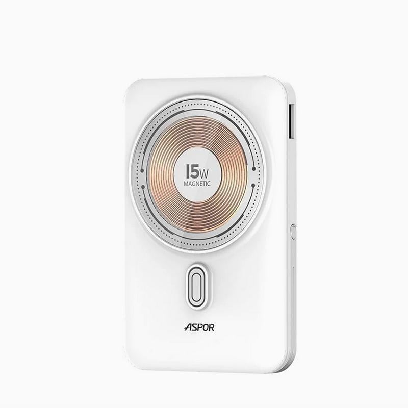Повербанк Aspor A327 Magnetic Wireless 10000 mAh и кабель Type-C/Lightning USB/Lightning/Type-C/22,5W Белый