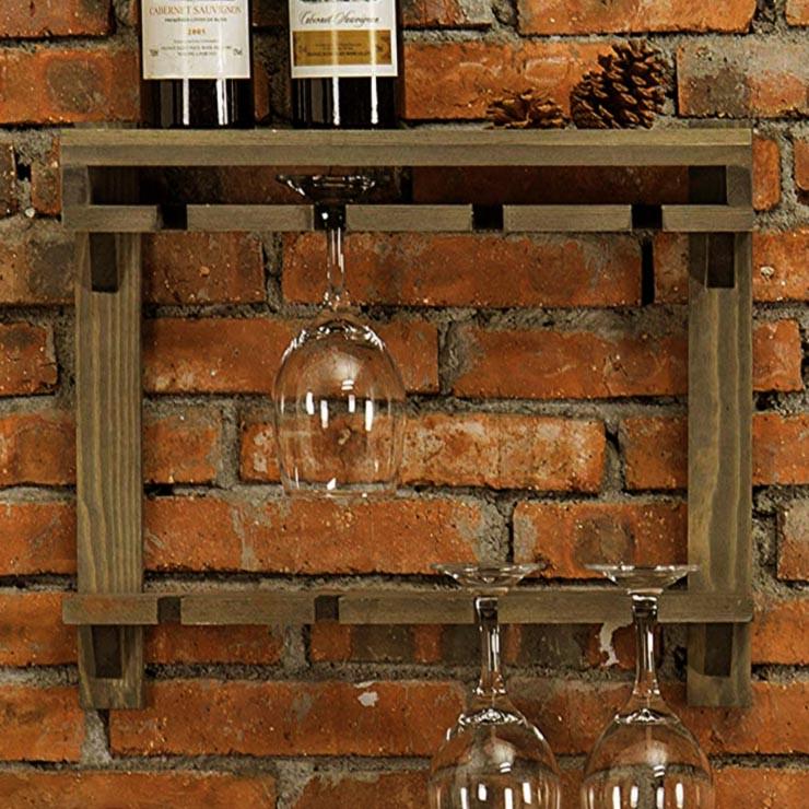 Полка для бокалов из дерева Сноувил Сепия (ОБС-000308)