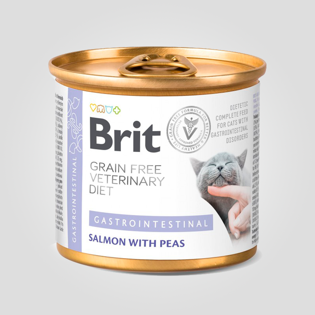 Корм влажный Brit GF VetDiet Gastrointestinal для кошек при заболеваниях желудочно-кишечного тракта с лососем 200 г (2182924295)