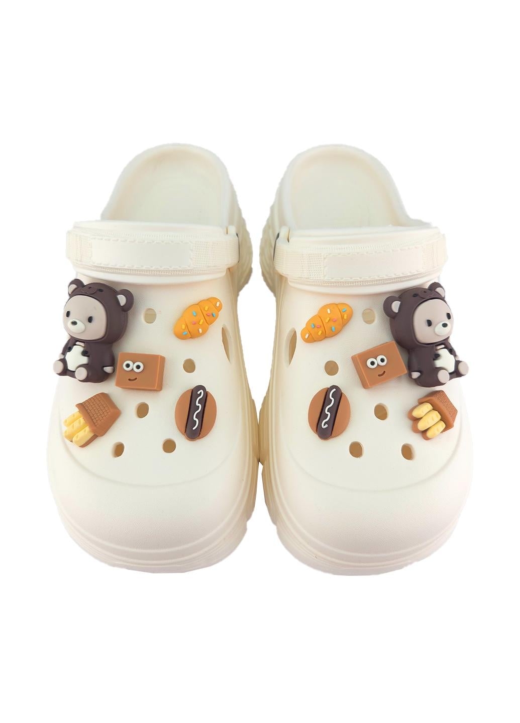 Кроксы женские с джибитсами р. 37 23 см Молочный (2502/1)