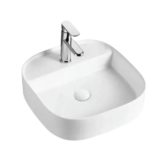 Умивальник на стільницю Koller Pool Trend TR-0450M-WB з отвором під змішувач 450x450 мм Білий (133213)
