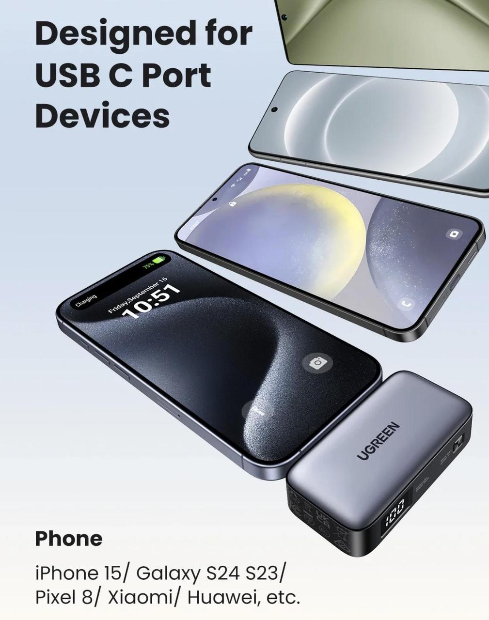 Повербанк UGREEN Nano 5000 mAh Gray (2390696100) - фото 8