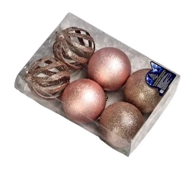 Шарики новогодние Stenson 9612 8 см 6 шт. Pink (13379800)