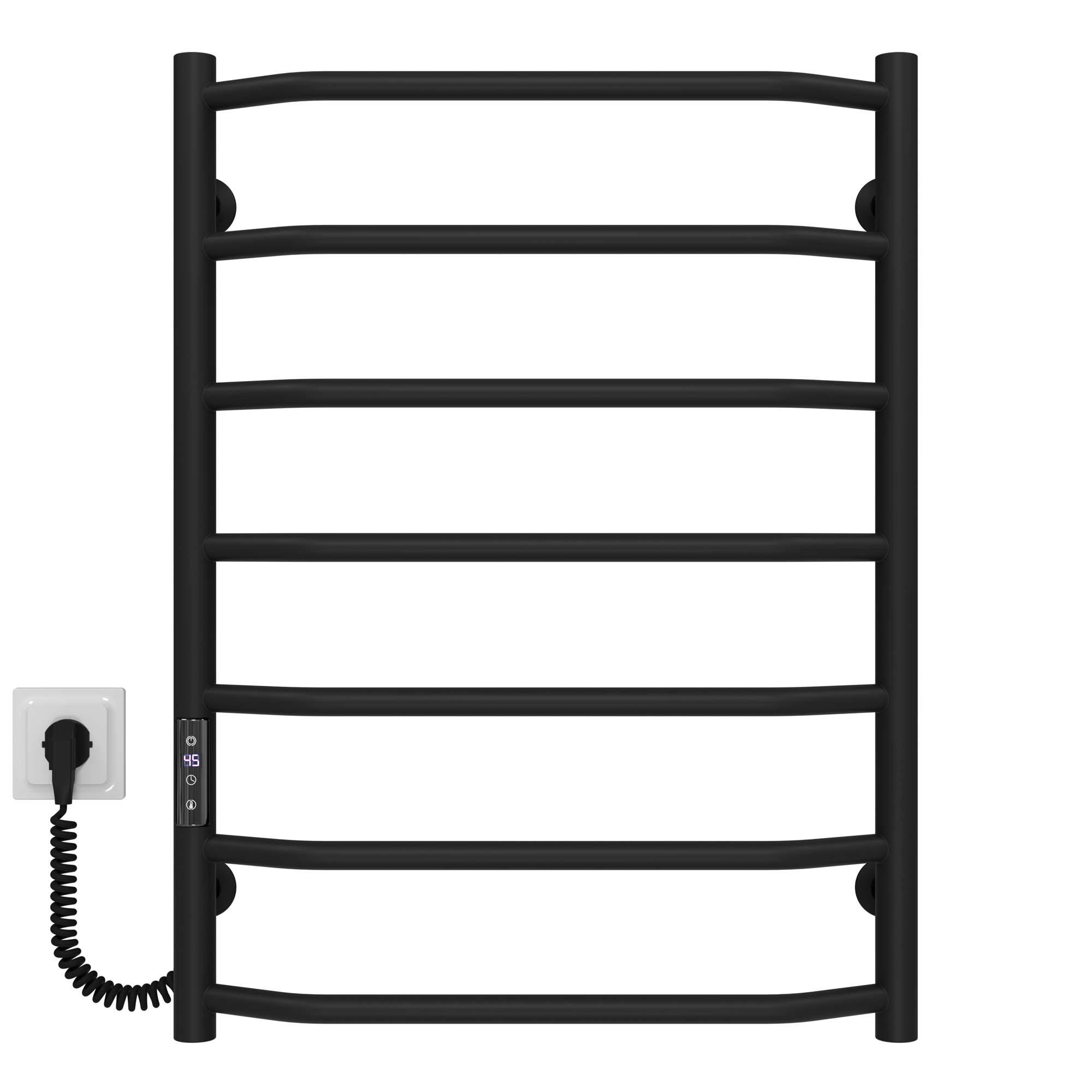 Полотенцесушитель электрический Deffi Трапеция П7 JD03 левое подключение нержавеющая сталь 500х700 мм Черный (C.TR.70.50.7.E.B.L.1)