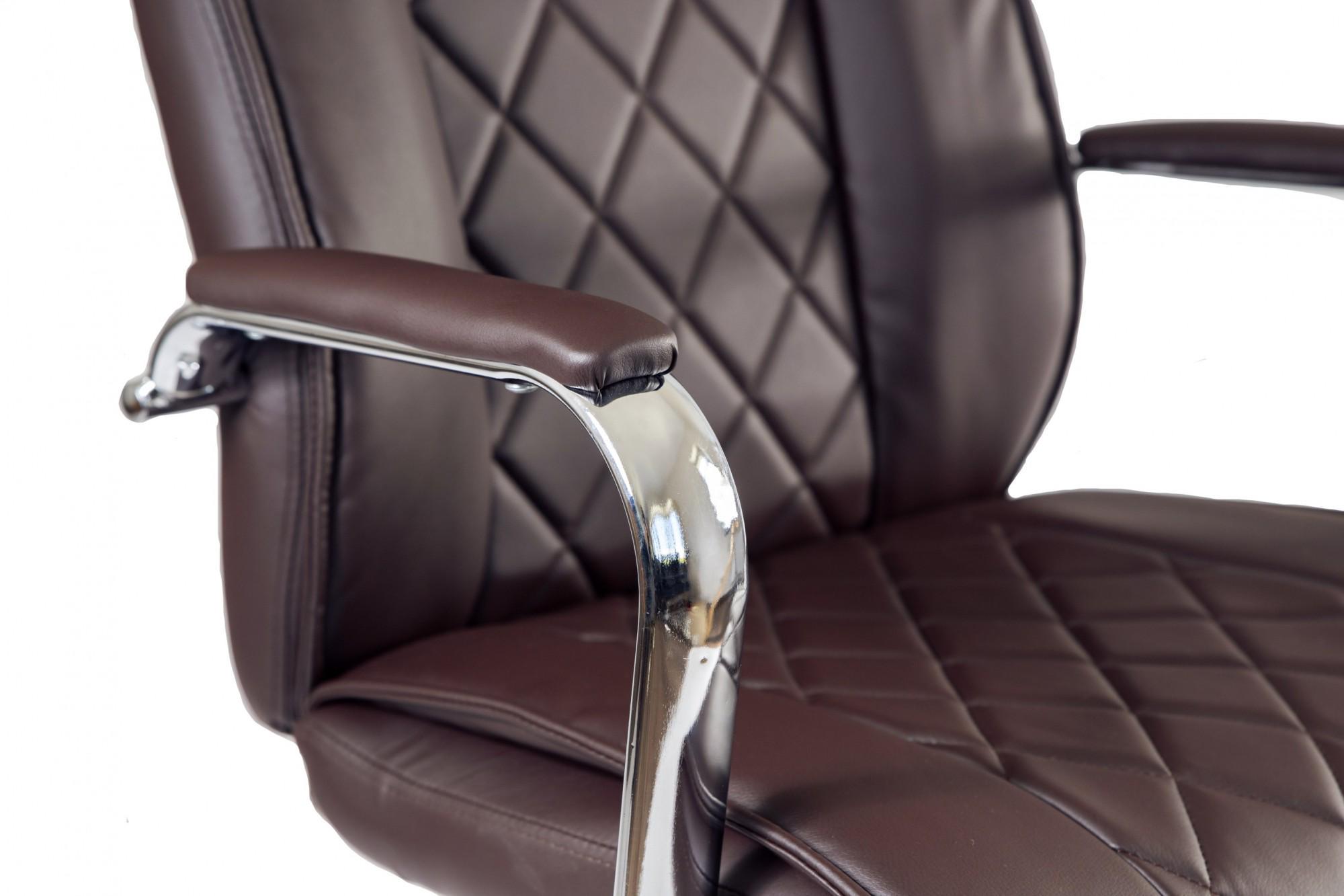 Кресло офисное компьютерное DionysusDesign хром Anyfix экокожа Коричневый - фото 6