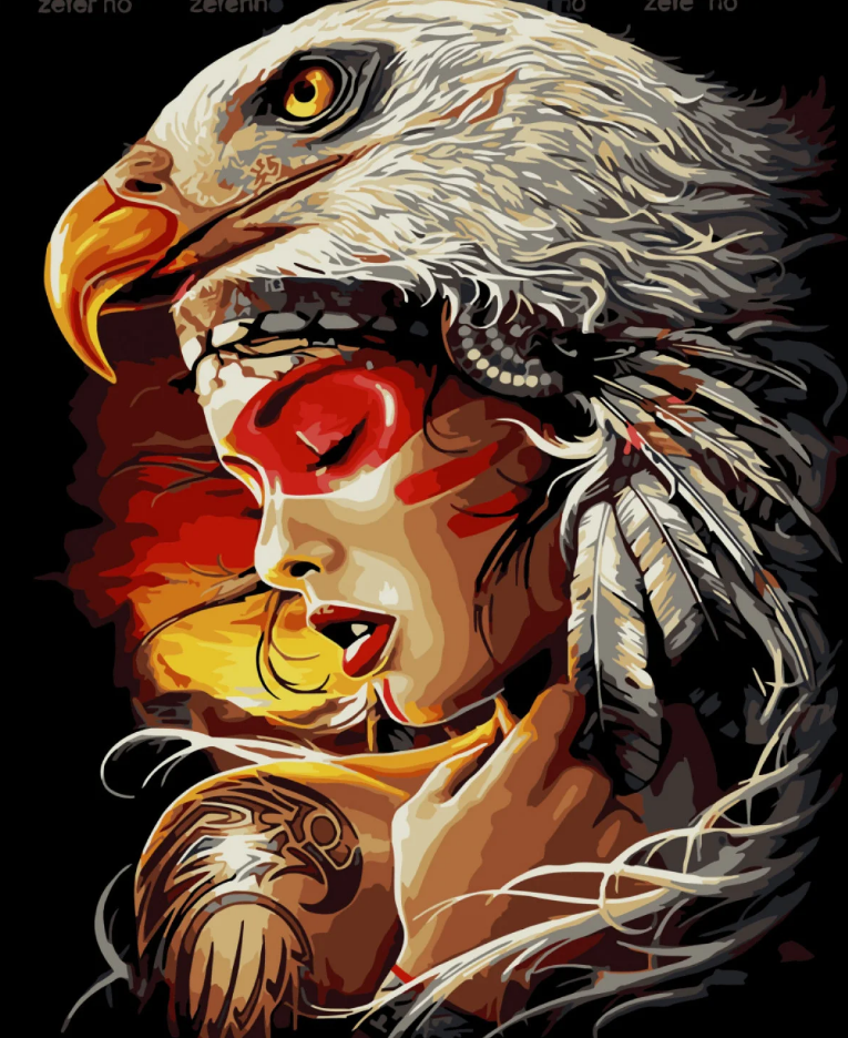 Картина по номерам Strateg Премиум Орел-оберег с лаком и уровнем 40x50 см (SY6816)