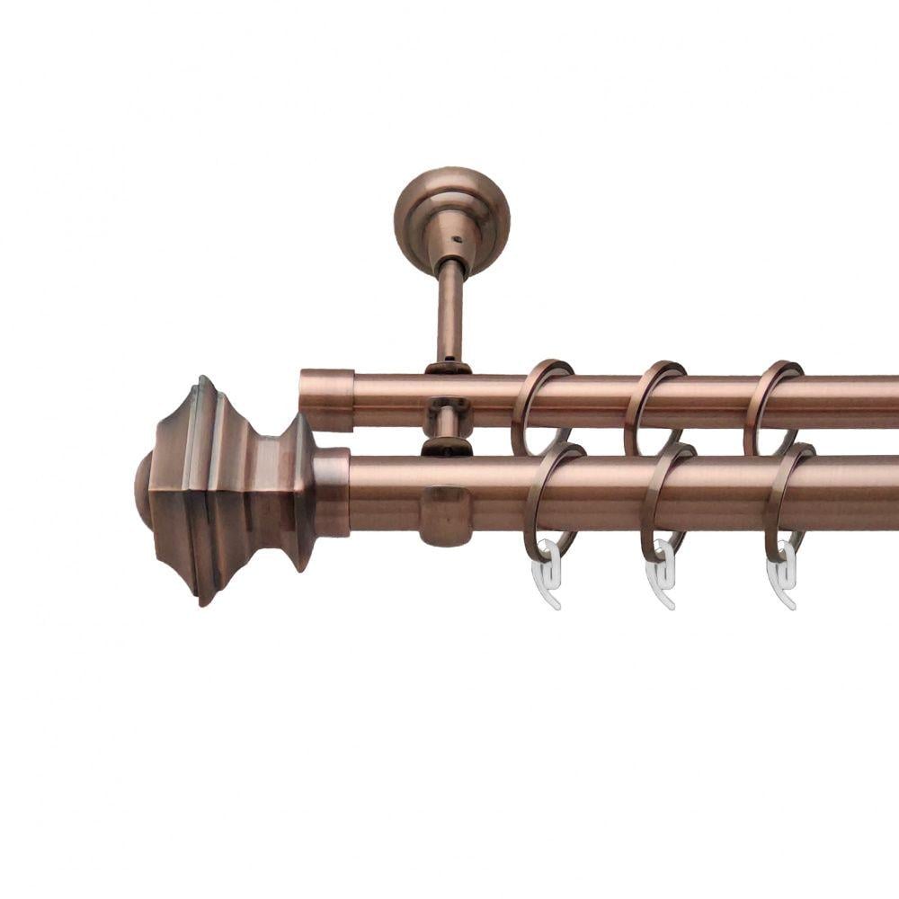 Карниз металлический Orvit Борджеза двухрядный открытый/гладкая труба/кольцо фасонное металлическое Медь 25/16 мм 300 см (6948865)