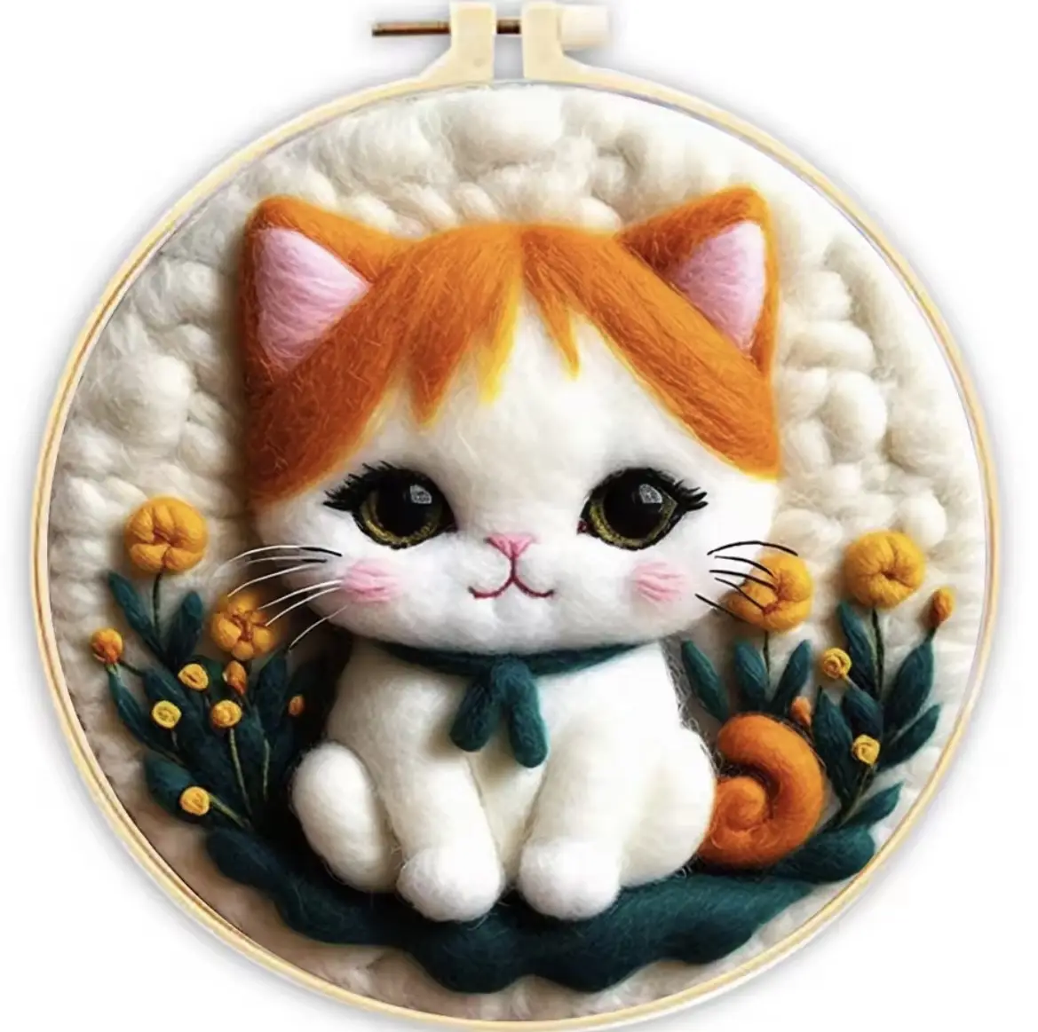 Набор для валяния из шерсти Рыжий Котик в ночи 20 см