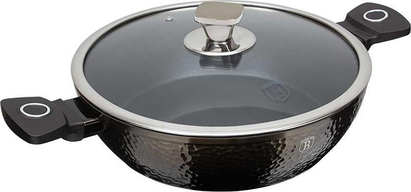 Сотейник Berlinger Haus Primal Gloss Collection с крышкой для любых плит алюминий мраморное покрытие 28 см 3,8 л Темно-серый (1871161737)