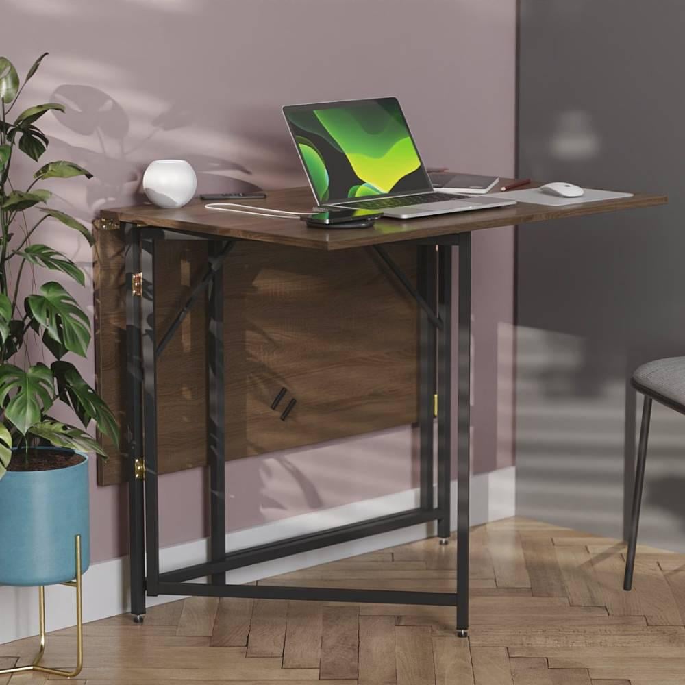 Стіл-книжка трансформер Ferrum-decor Вуді метал/ДСП 16 мм 75x130x90 см Чорний/Дуб Сонома Трюфель (FRD-106747) - фото 1