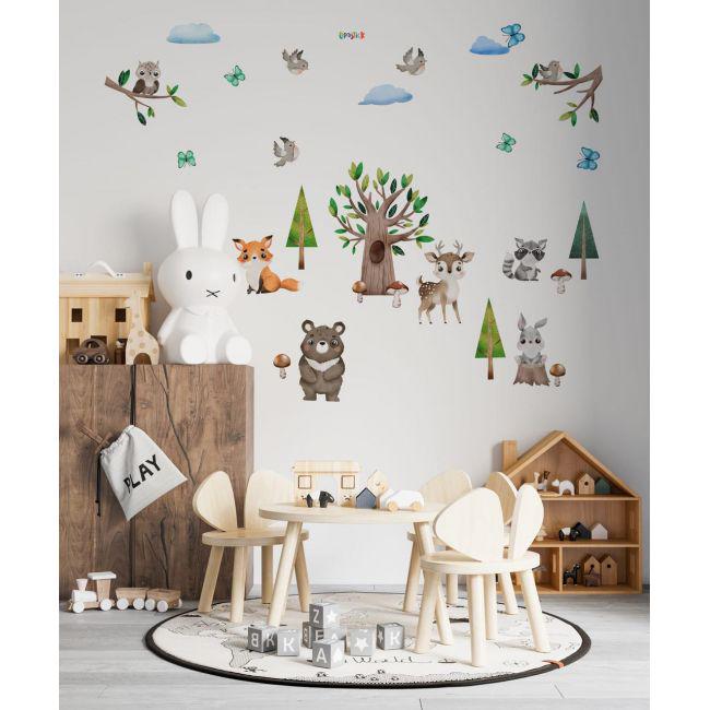 Стикеры детские на стену Лес Sticker Wall SW-00001023 30х40 см 4 листа 120х40 см