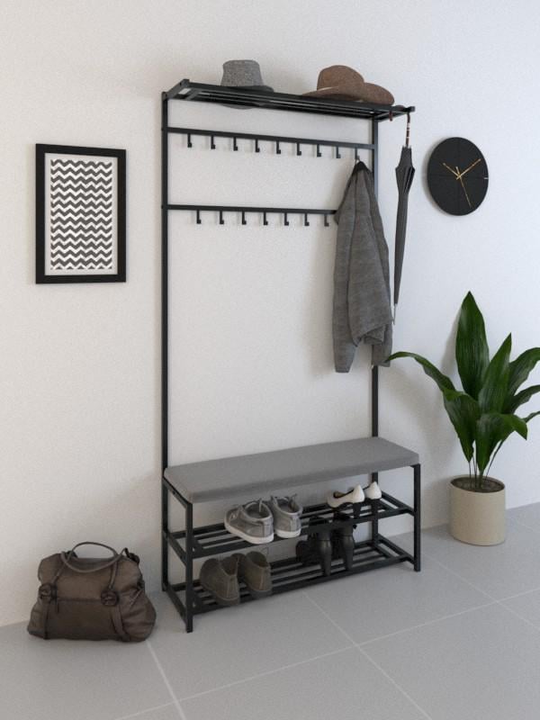 Прихожая металлическая SUNRISE-3 100 см Черный/Серый Прихожая металлическая SUNRISE-3 100 см Черный/Серый