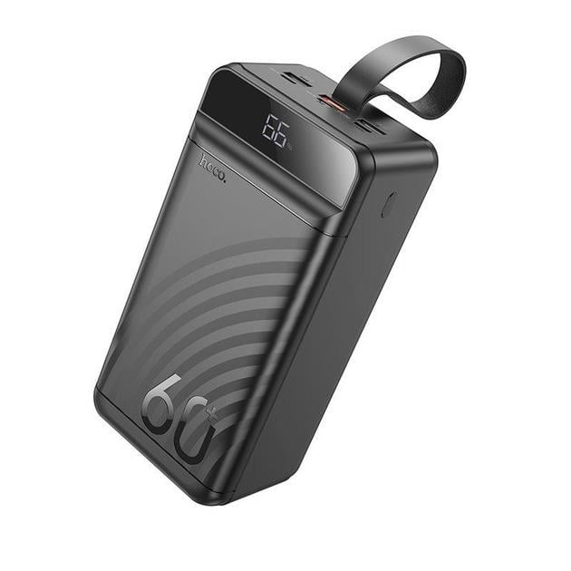 Повербанк Hoco J123C 222Wh/3USB/Type-C/Lightning/QC3.0/PD3.0 з ліхтарем 60000 mAh/22,5W Black (952365)