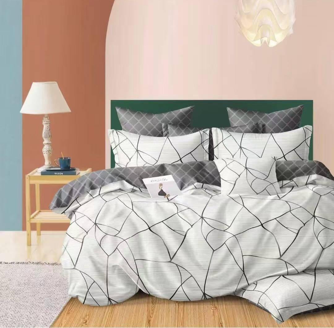 Комплект постельного белья Діма с компаньоном хлопок двуспальный Темно-светло-серый (2916966313)