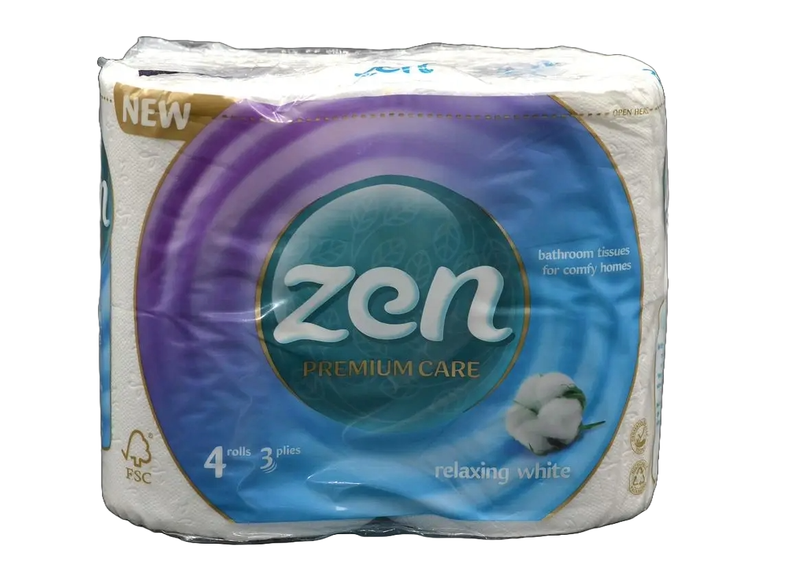 Туалетний папір ZEN Premium Care тришаровий 4 шт. (5944582100176)