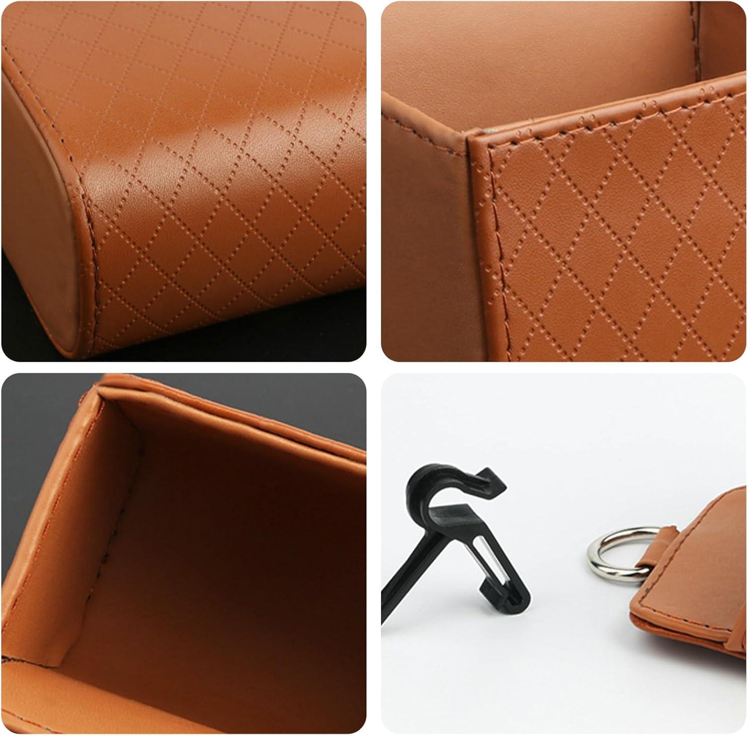 Органайзер для авто из экокожи на дефлектор для хранения аксессуаров 12x9x5,5 см Коричневый (D-0129) - фото 4 Органайзер для авто из экокожи на дефлектор для хранения аксессуаров 12x9x5,5 см Коричневый (D-0129) - фото 4