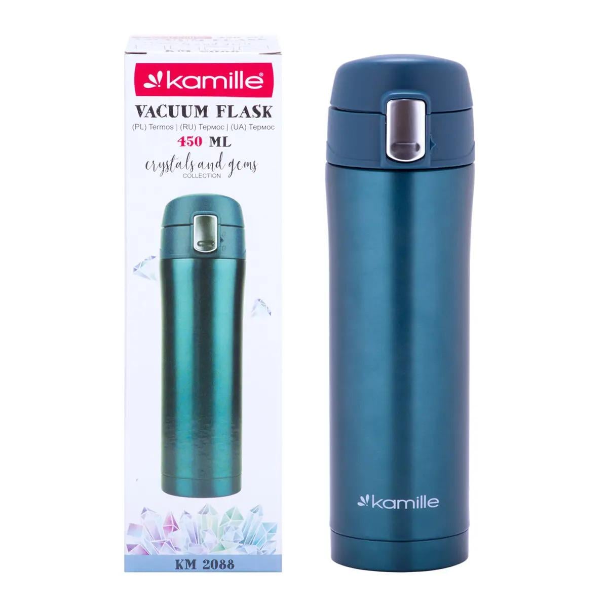 Термос Kamille из нержавеющей стали 450 мл Изумрудный (KM-2088)