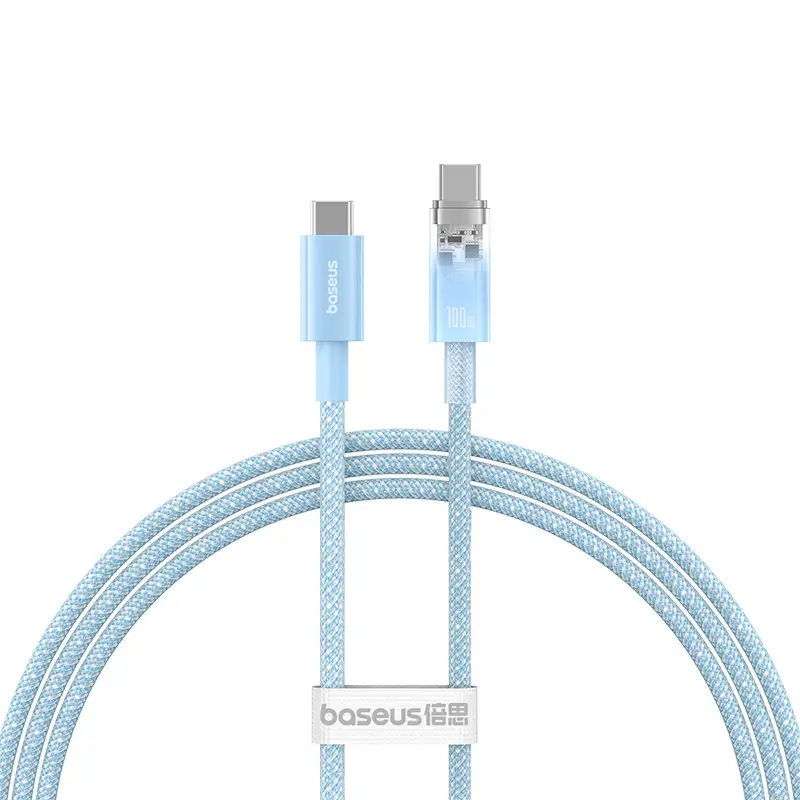 Кабель BASEUS Explorer Series Fast Charging Cable with Smart Temperature Control Cable Type-C to Type-C P10319703411-00 100W 1 м Blue