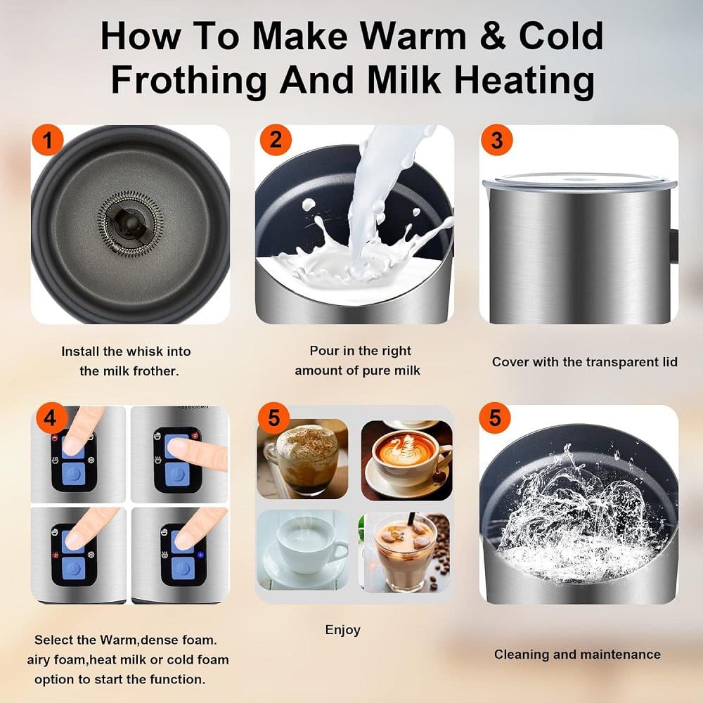 Капучинатор Biolomix Milk Frother EMF600 Серебристый (2386) - фото 7 Капучинатор Biolomix Milk Frother EMF600 Серебристый (2386) - фото 7