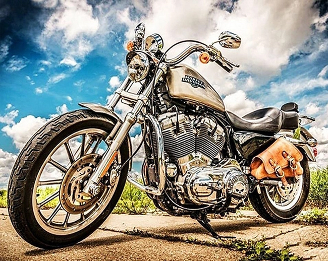 Алмазная мозаика Мотобайк Harley Davidson 5D полна на подрамнике 30х40 см (178972)