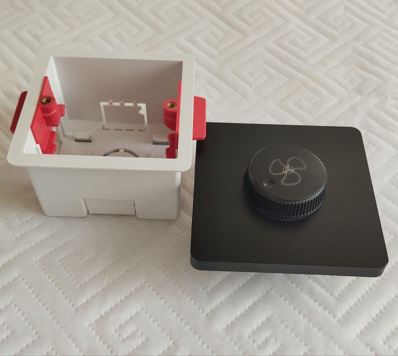 Регулятор обертів вентилятора Design з монтажною коробкою Чорний (28830746)