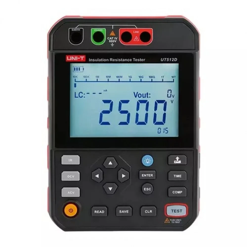 Мегаомметр цифровой высоковольтный UNI-T UT512D с памятью данных Черно-красный (168-31-47-620)