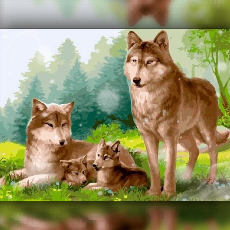 Алмазная вышивка The Wortex Diamonds Семья волков 40х50 TWD20004L