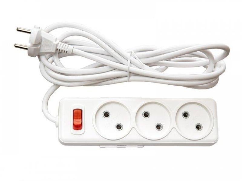 Удлинитель Luxel AURA 3 поста без заземления с выключателем 3 м Белый (7423)