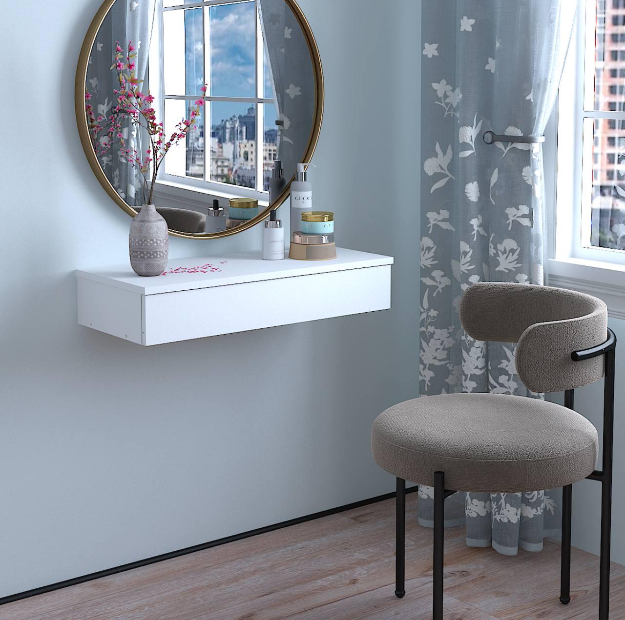 Стіл туалетний підвісний Стелла 1 704х310х130 мм Білий - фото 1 Стіл туалетний підвісний Стелла 1 704х310х130 мм Білий - фото 1