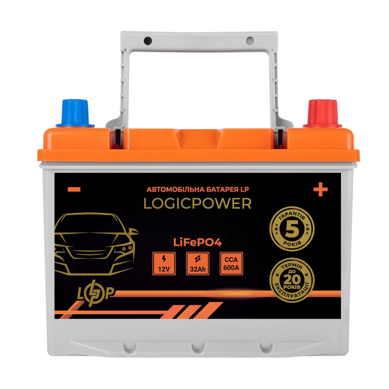 Акумулятор автомобільний літієвий LP LiFePO4 12V-32 Ah + праворуч BMS 600А