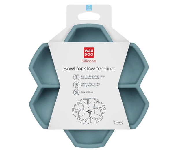 Миска для повільного годування Collar WAUDOG Silicone 750 мл Сірий (Collar235411)