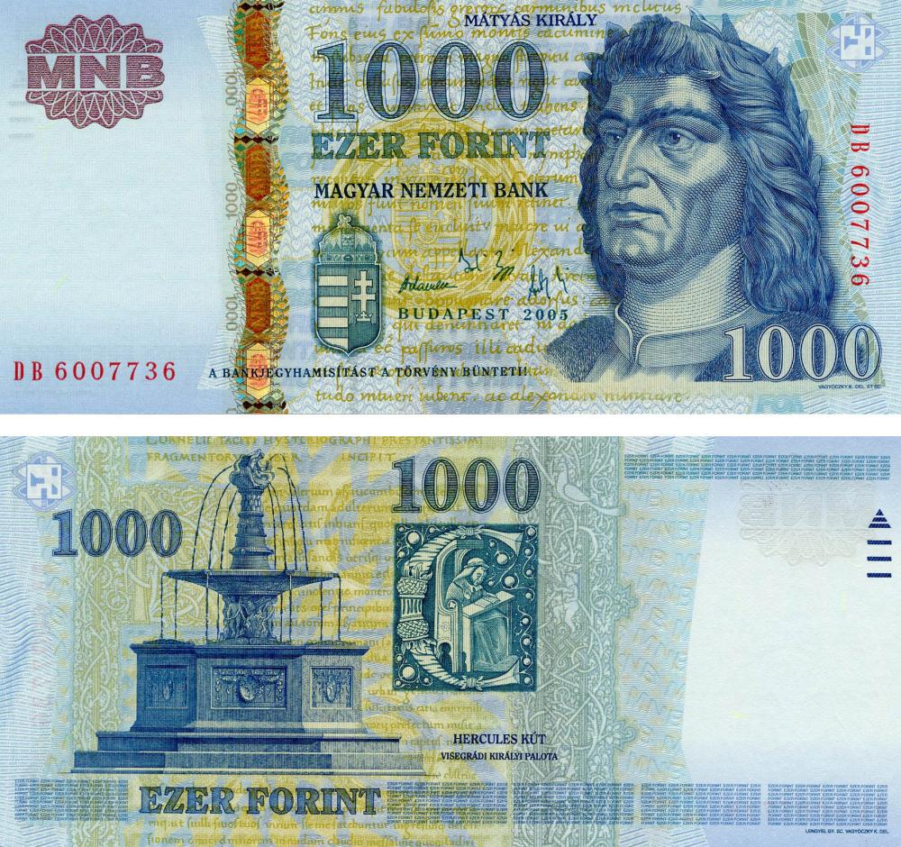 Коллекционная банкнота Венгрия 1000 форинтов 2005 UNC P195a (Б07169)