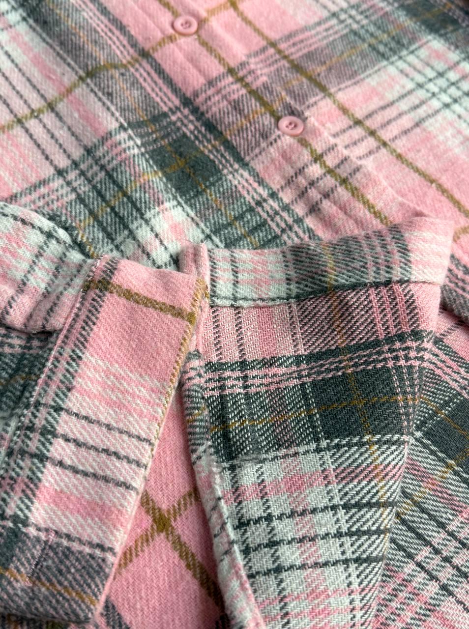 Сорочка жіноча YZY 223 картата оверсайз тепла байка OS Рожевий (5401) - фото 6 Сорочка жіноча YZY 223 картата оверсайз тепла байка OS Рожевий (5401) - фото 6