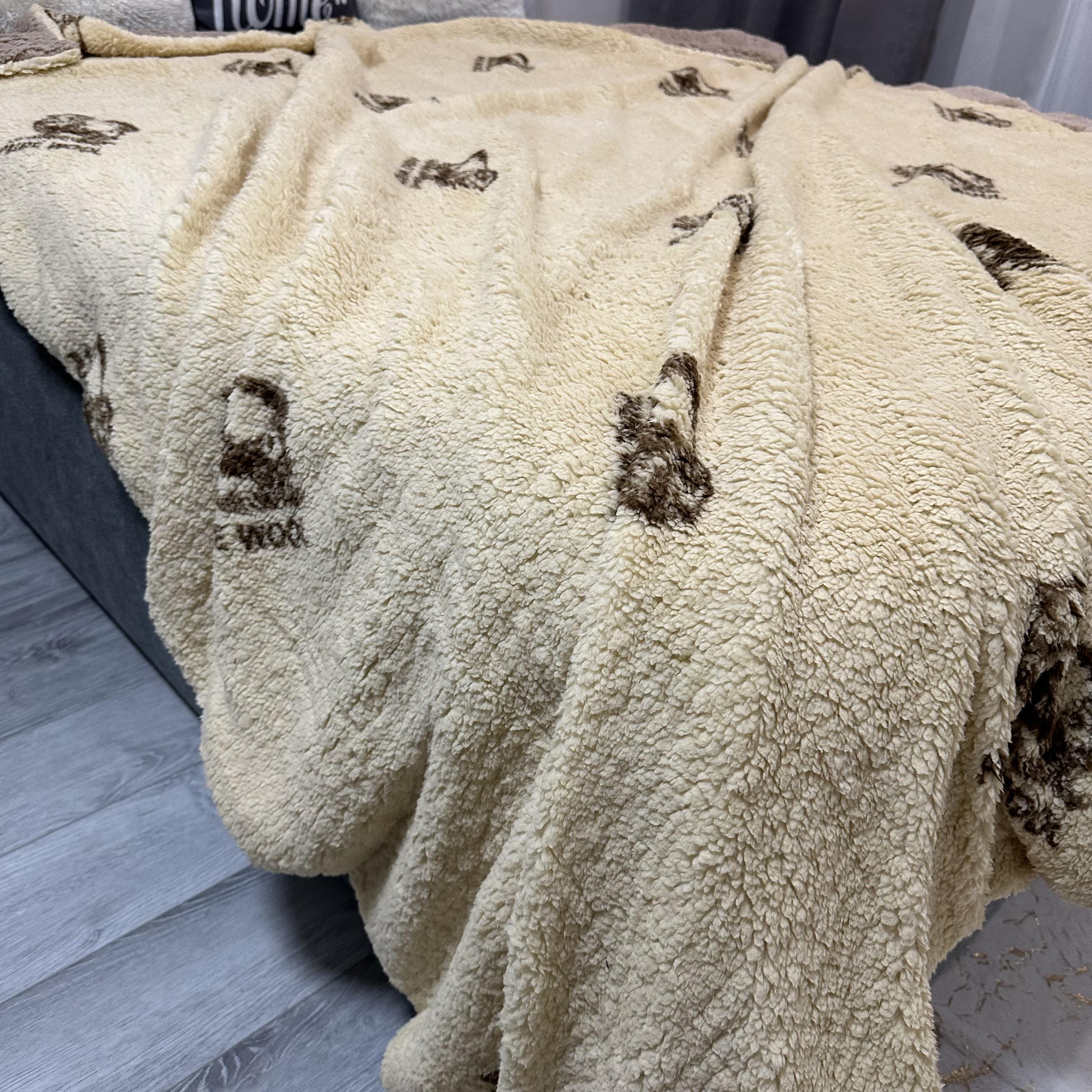 Плед-покрывало двустороннее с рисунком 150х210 см Бежевый (PL-1.5-1) - фото 8