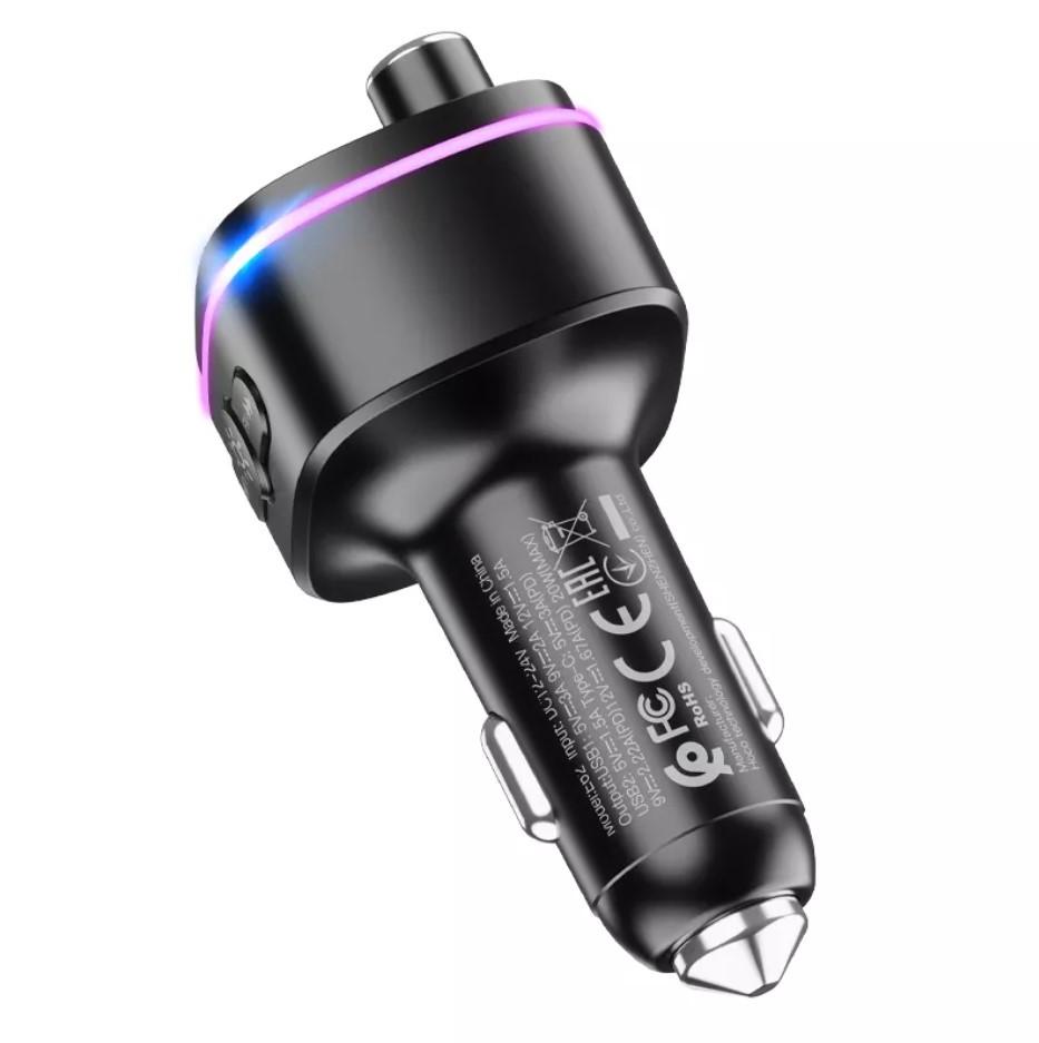 FM-трансмиттер Hoco E62 с функцией Quick Charge 20W/3A Черный (14102730) - фото 5