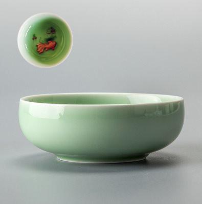Пиала керамическая с рыбкой округлая 60 мл Зеленый - фото 2