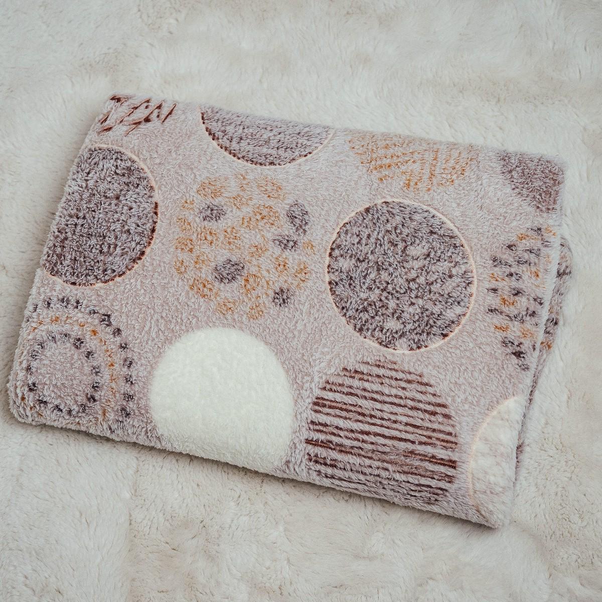 Плед Koloco стрижка вибитий малюнок кола на коричневому євро 220х240 см (40339) - фото 3