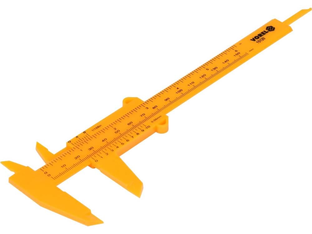 Штангенциркуль пластиковий Vorel L 150 мм точність 0,05 мм 50/500 (15120) Штангенциркуль пластиковий Vorel L 150 мм точність 0,05 мм 50/500 (15120)
