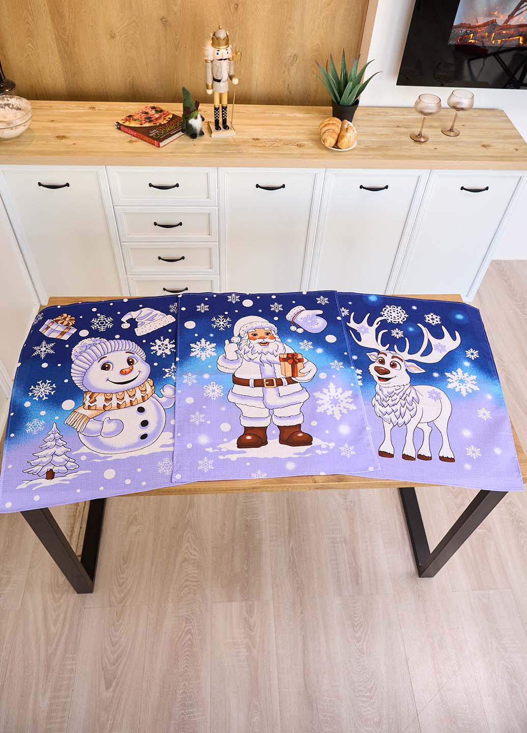 Набір вафельних рушників Новорічна казка 60х47 см 3 шт. - фото 1 Набір вафельних рушників Новорічна казка 60х47 см 3 шт. - фото 1