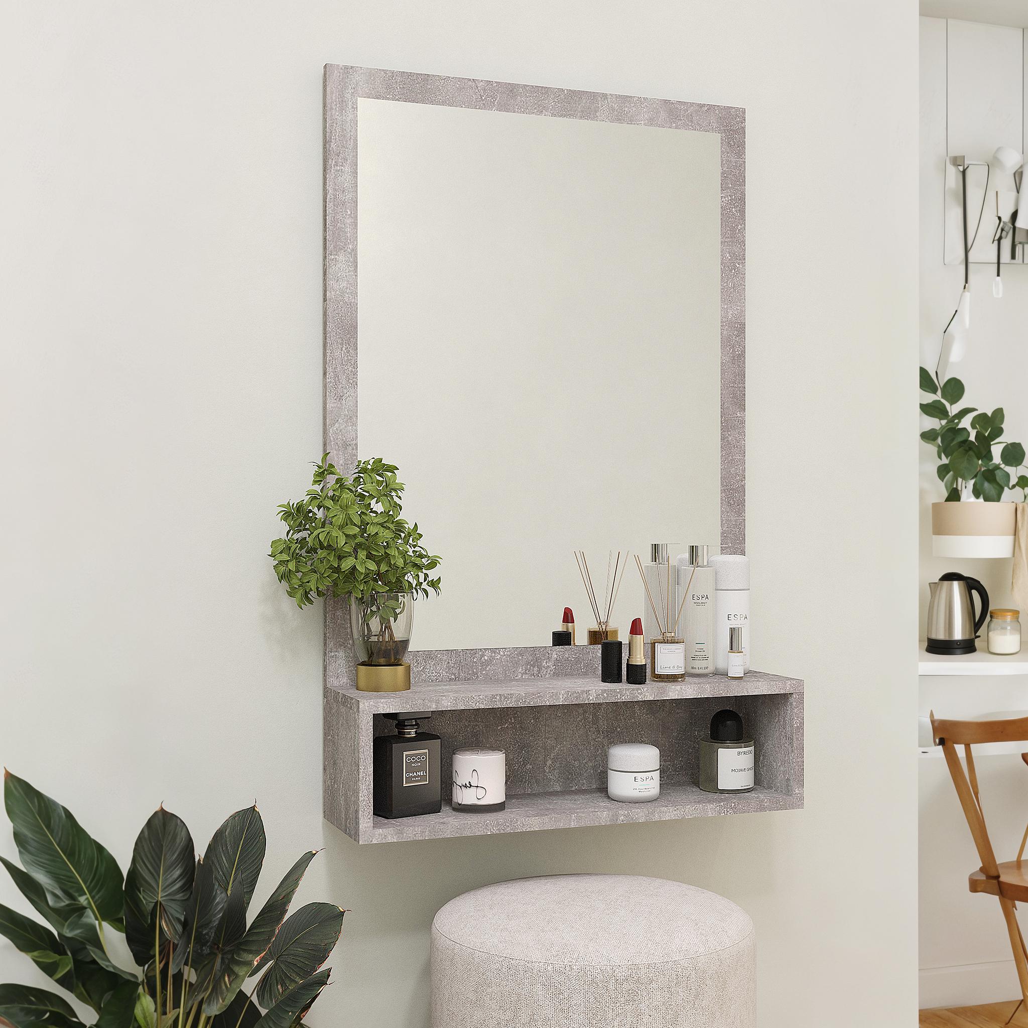 Дзеркало настінне з полицею NT-1 600х166х950 мм Бетон - фото 1 Дзеркало настінне з полицею NT-1 600х166х950 мм Бетон - фото 1