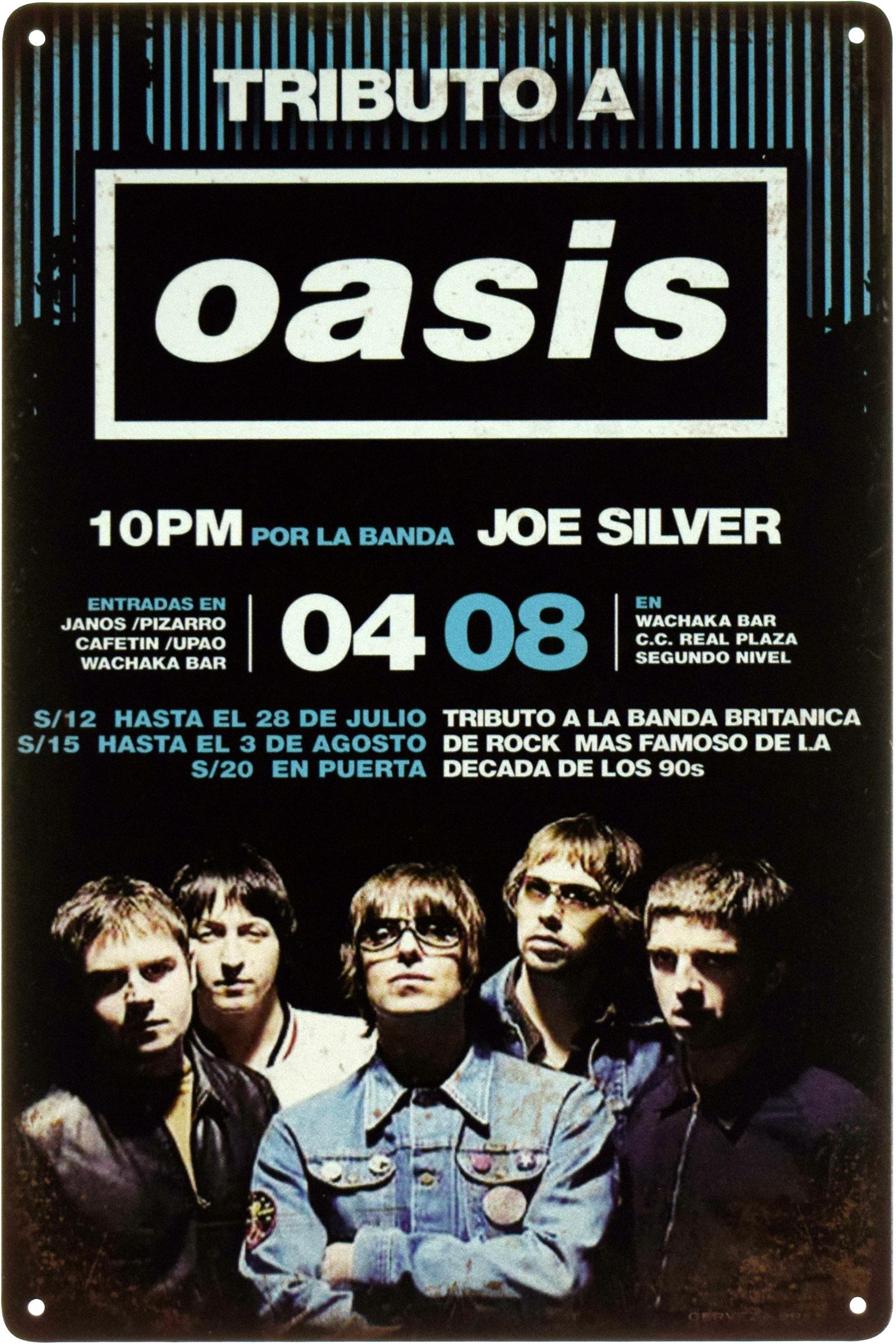 Металлическая табличка Tributo a Oasis 20x30 см