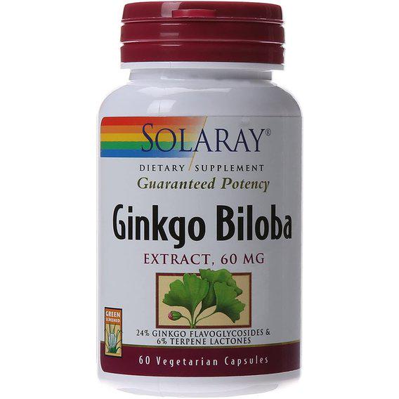 Гинкго Билоба Solaray Ginkgo Biloba Leaf Extract 60 мг 60 Veg Caps (SOR-03600)