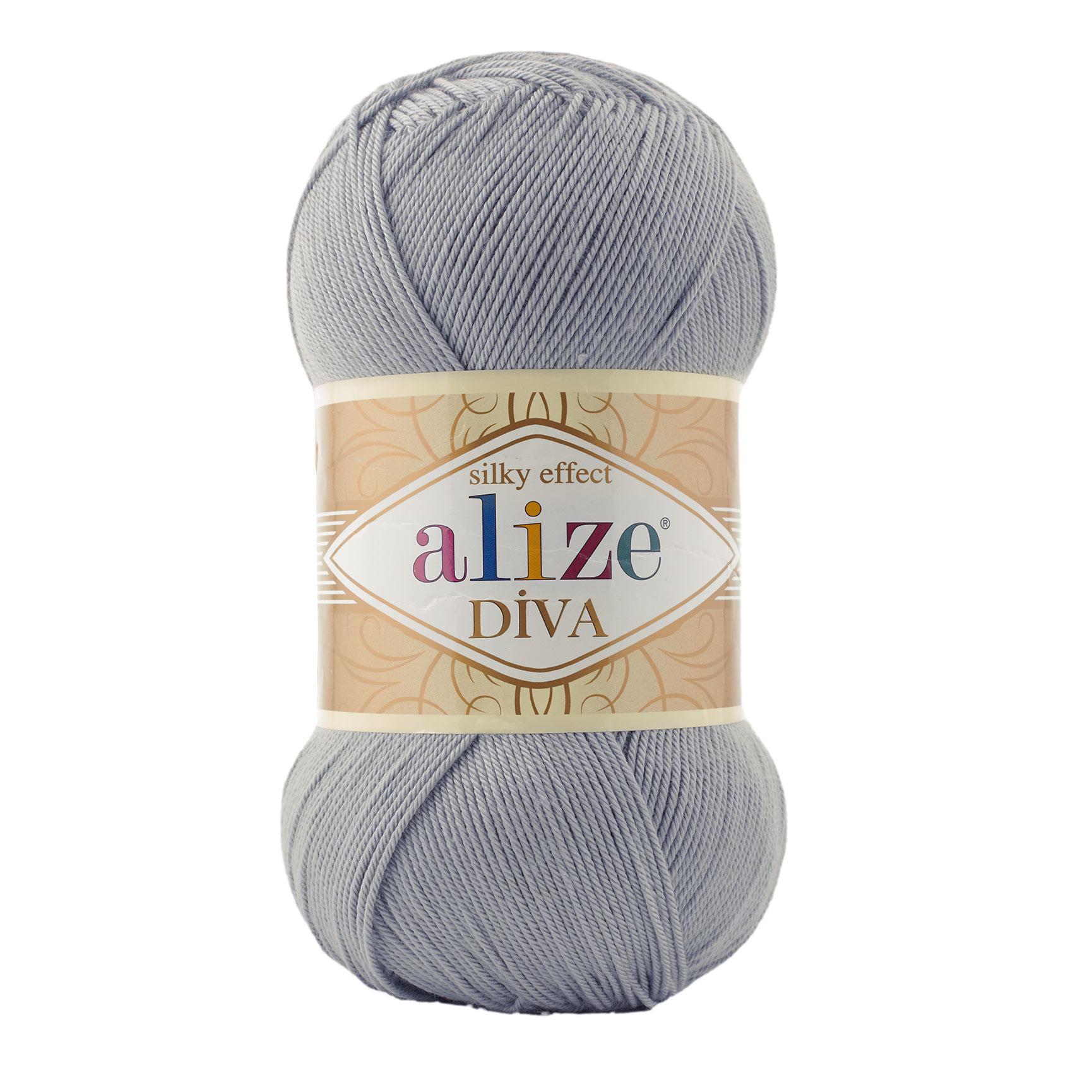 Пряжа Alize Diva 355 світло сірий (7502)