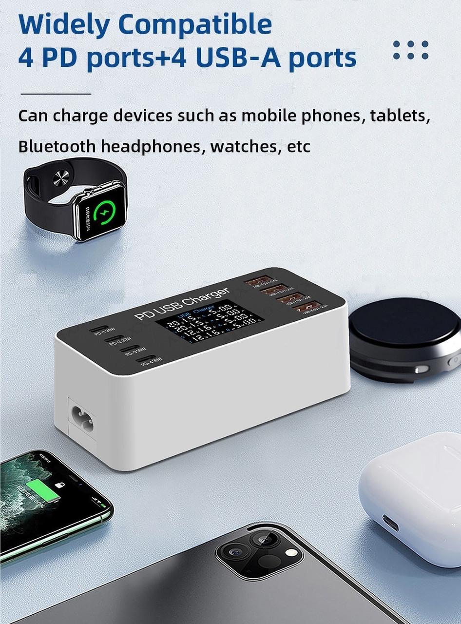 Зарядний пристрій мережевий Asometech 65W PD3.0 QC3.0 8 USB (25397332) - фото 4 Зарядний пристрій мережевий Asometech 65W PD3.0 QC3.0 8 USB (25397332) - фото 4