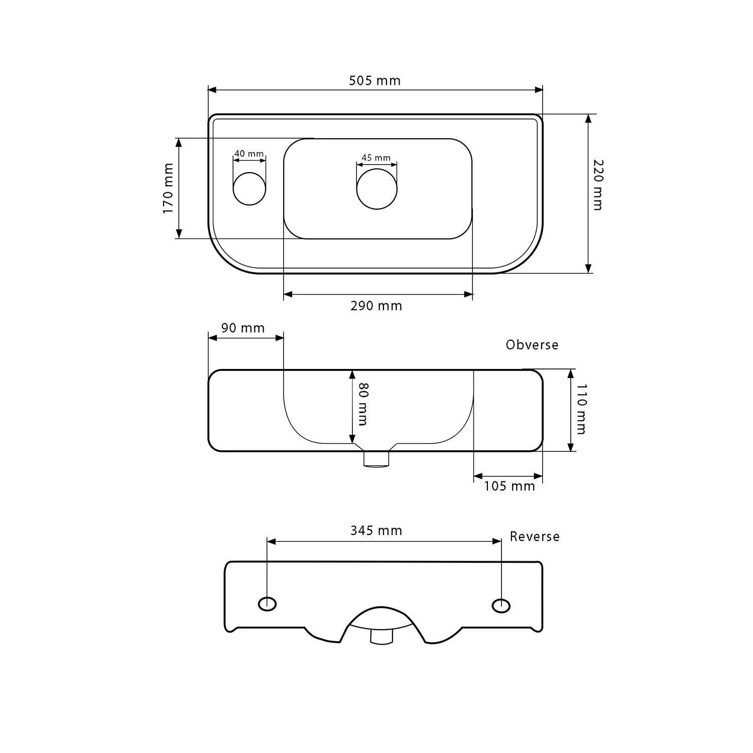 Раковина підвісна VBI Aprilia R прямокутна 220x505 мм Білий (VBI-015607) - фото 5 Раковина підвісна VBI Aprilia R прямокутна 220x505 мм Білий (VBI-015607) - фото 5