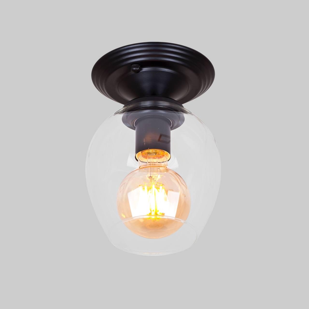 Светильник потолочный стеклянный Черный (56-XPR0231F-1 BK+CL)