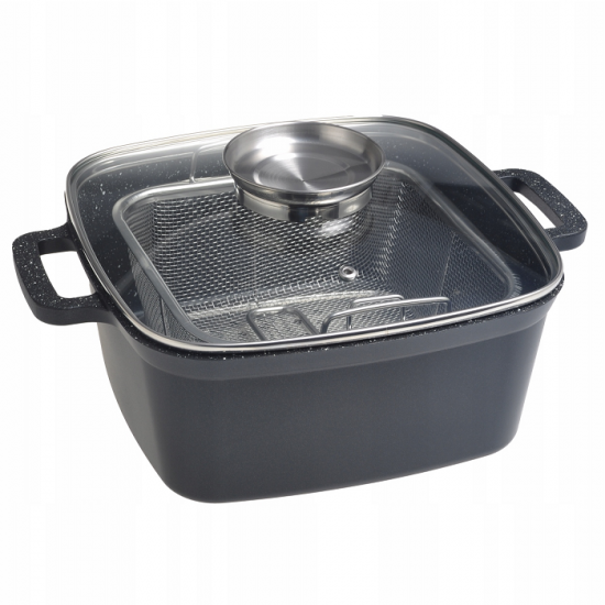 Каструля-фритюр Kamille Black Marble алюміній 4 л Чорний (KM4218)