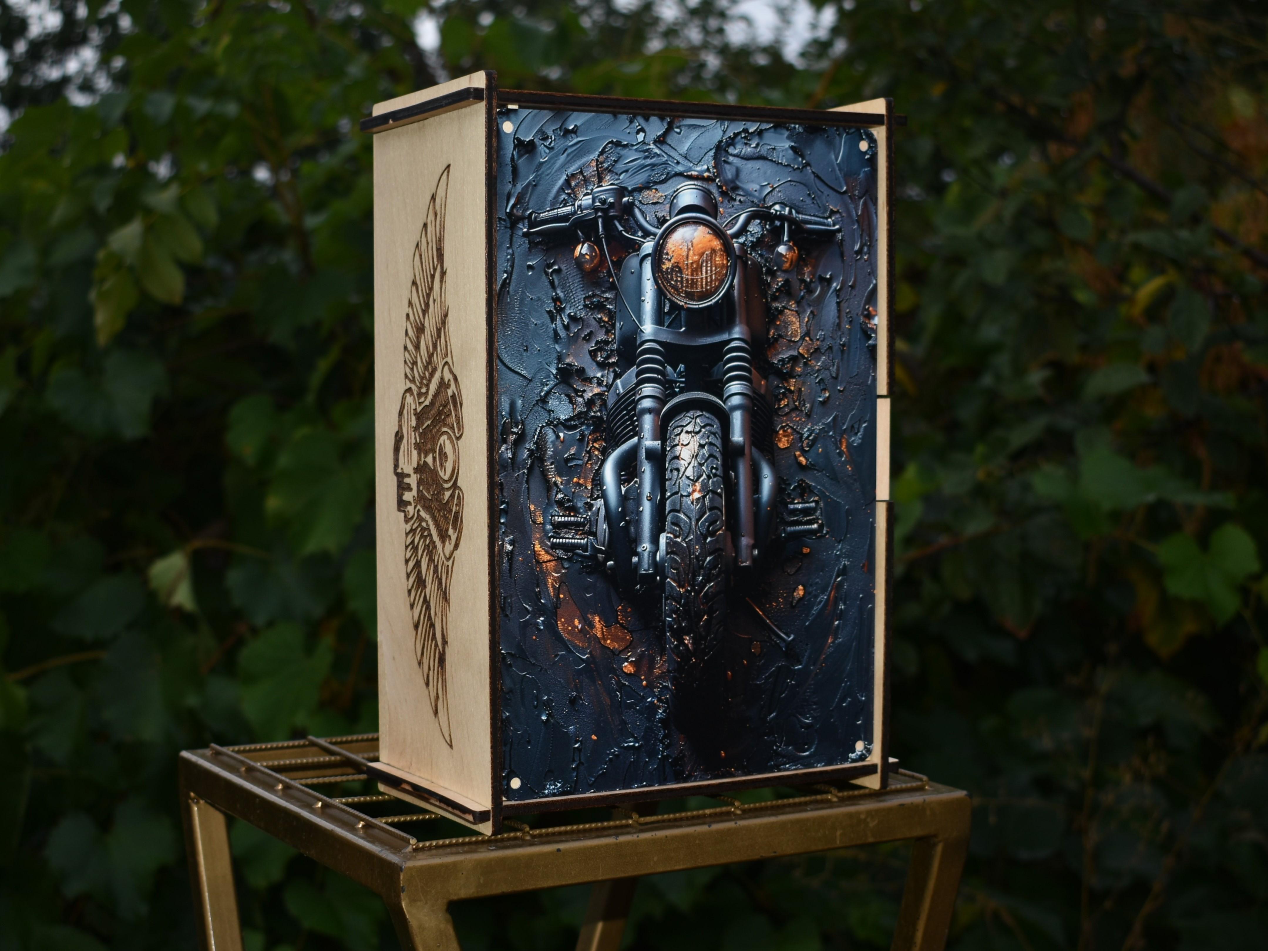 Подарочная коробка Мотоцикл 3D изображение деревянная с индивидуальной гравировкой (21347171) - фото 4