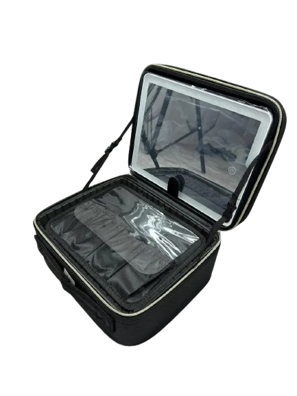 Косметичка валізка з дзеркалом і LED підсвічуванням Чорний Косметичка валізка з дзеркалом і LED підсвічуванням Чорний