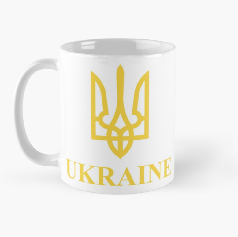 Чашка керамическая с принтом "Ukraine" Украина трезуб 330 мл Белый (УКР174Ч)